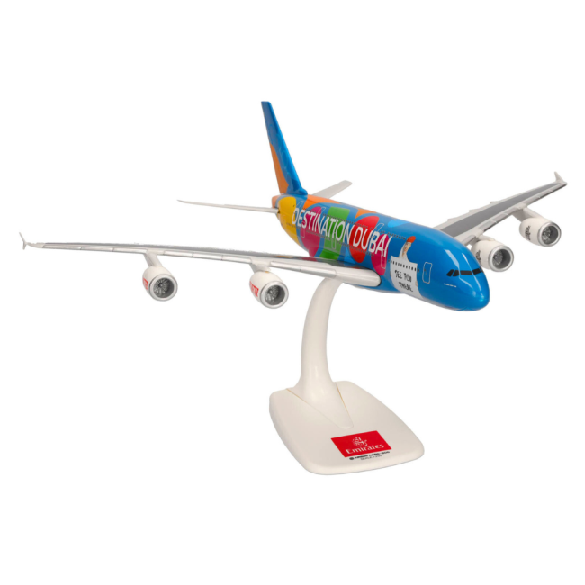 Herpa Snap-Fit Flugzeugmodell Emirates Airbus A380-800 "Destination Dubai" (1:250)